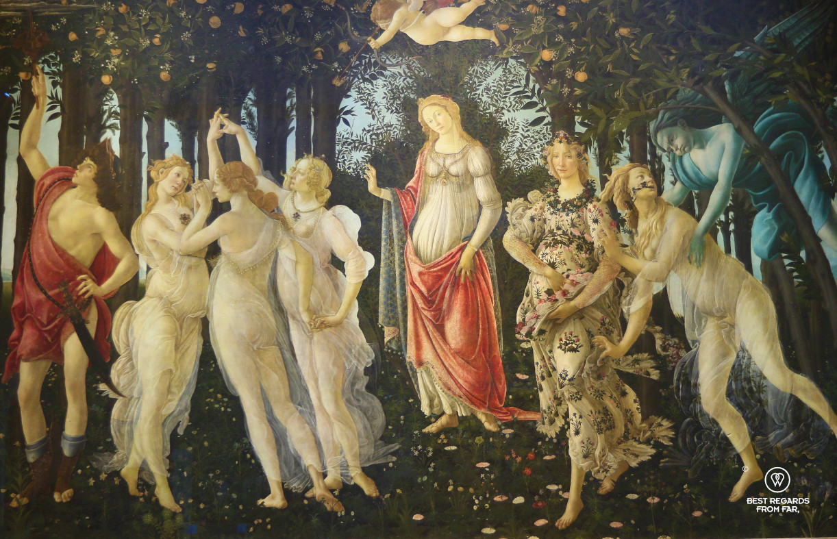 Spring by Botticelli in the Uffizi museum in Florence, Italy