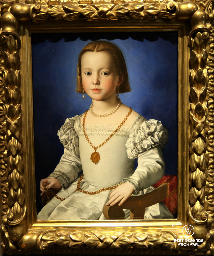 The Portrait of Bia de' Medici by Bronzino in the Uffizi museum in Florence, Italy