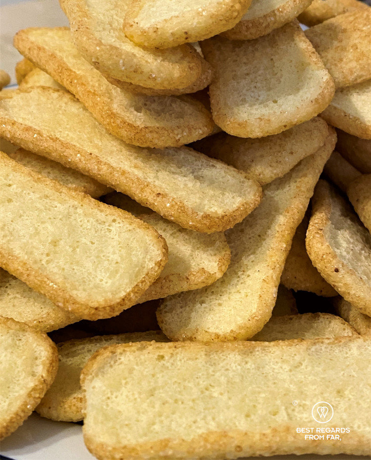 Recipe of tiramisu: ingredients: lady fingers.