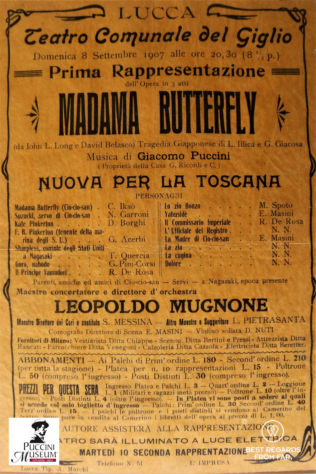 Madam Butterfly playbill, Puccini birth home museum, Lucca, Italy.
