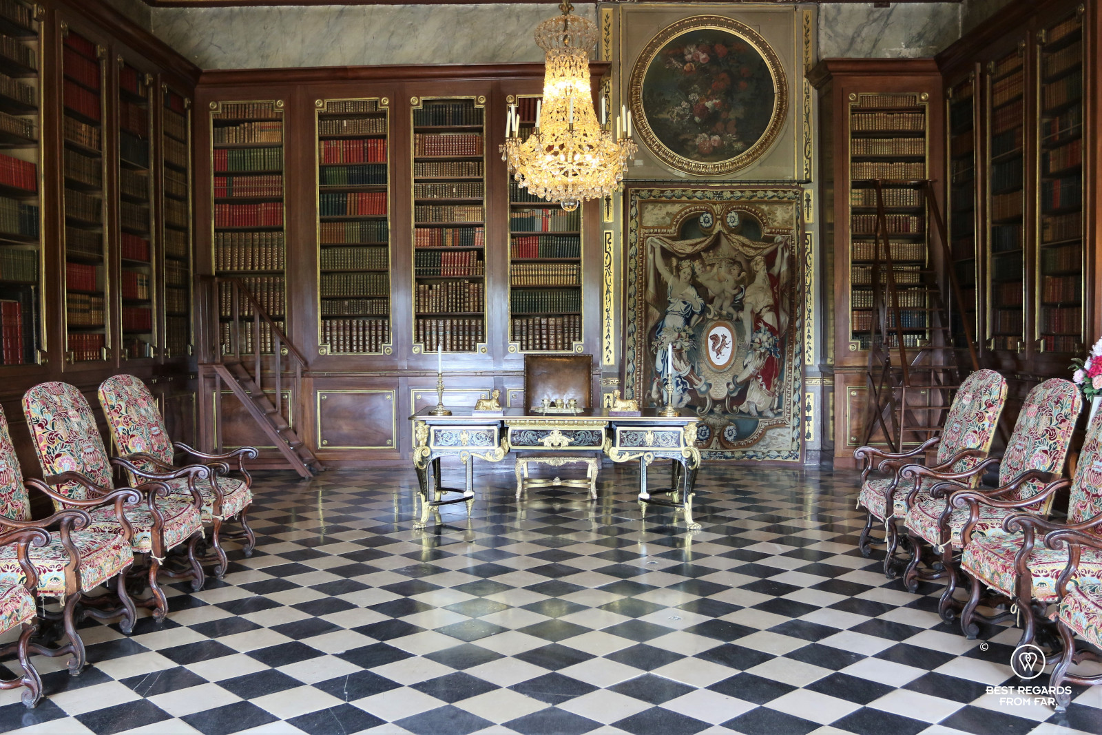 Richly decorated audience room in the castle of Vaux le Vicomte, France