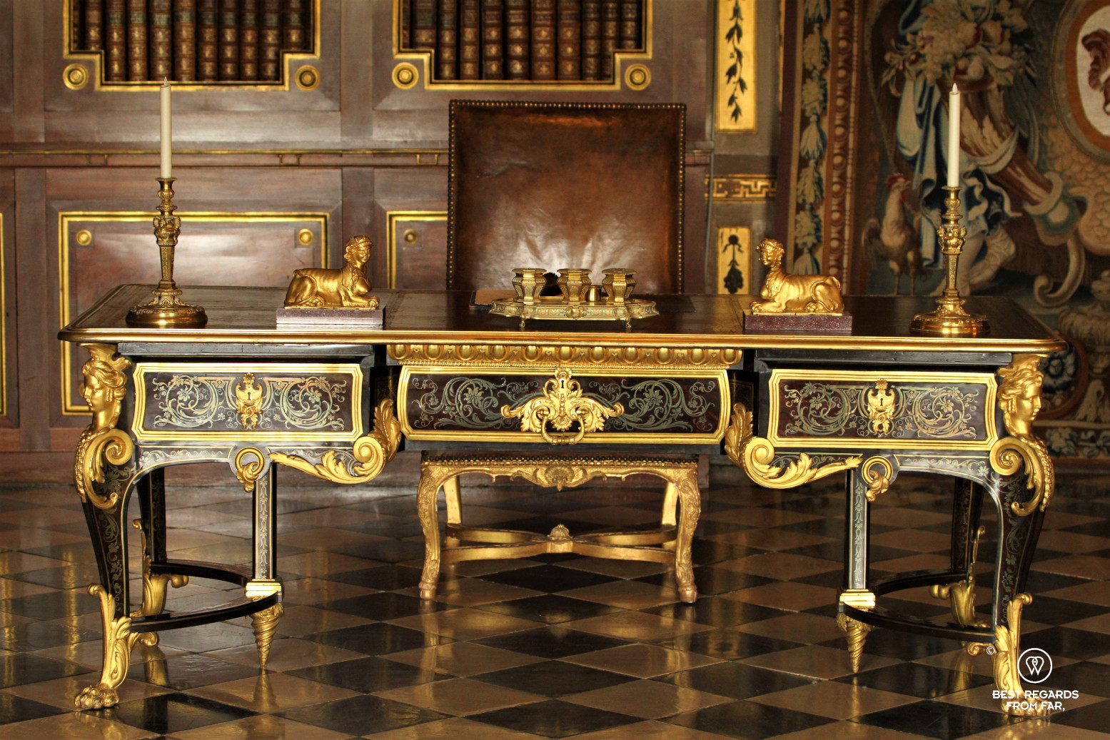 Desk in the castle of Vaux le Vicomte, France