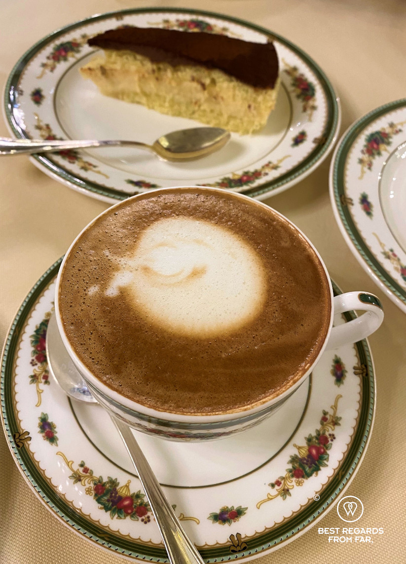 Cappuccino and cake at the Bernini Palace, Florence