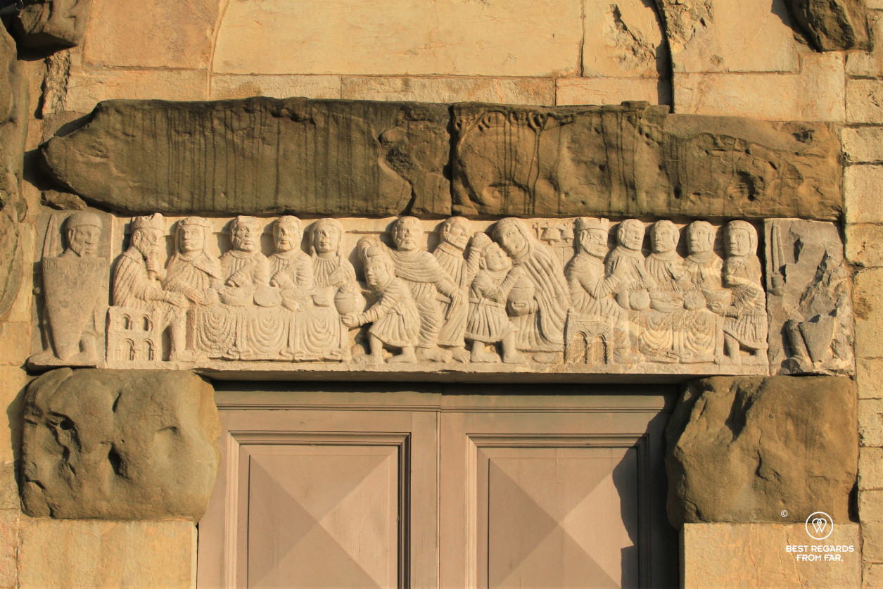 Detail of the Duomo of Barga, Italy.