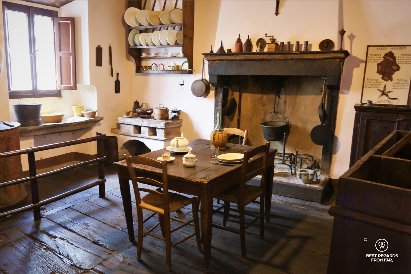 The kitchen in Puccini family home in the small village of Celle dei Puccini, Italy