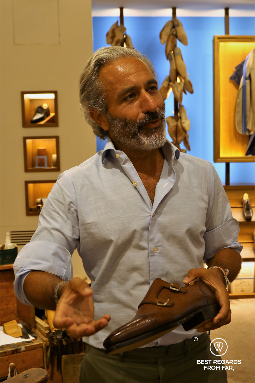 The crafts of Florence: Tommaso Melani, CEO of Stefano Bemer, explaining the leather shoe-making process.