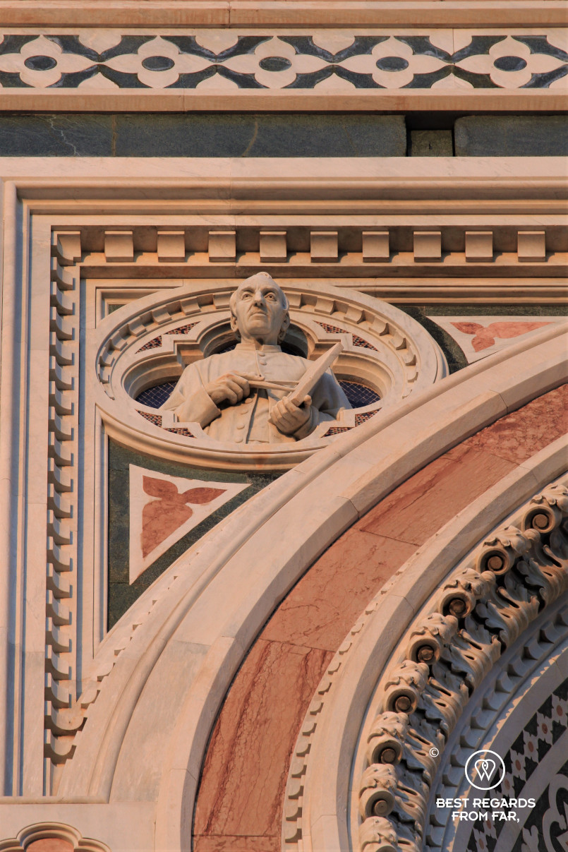 Detail of the façade of the Duomo, Florence, Italy
