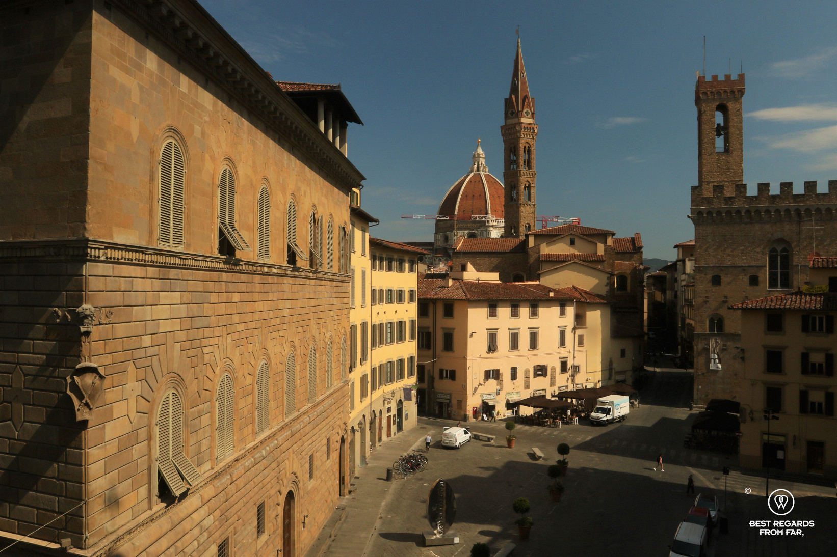 View from the Hotel Bernini Palace on Da Vinci's vantage point and the Bargello museum, Florence, Italy