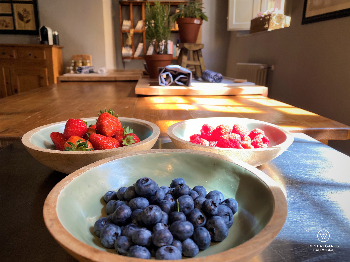 Red berries in the kitchen of Extra Virgin Cooking Class, Lucca, Italy