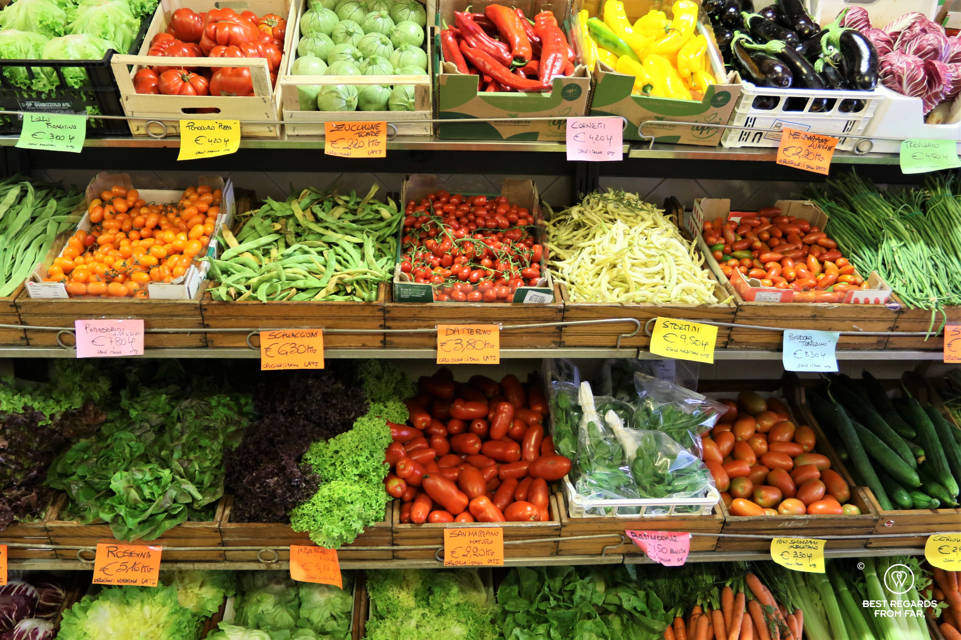 Colourful vegetables in a green grocer's in Italy