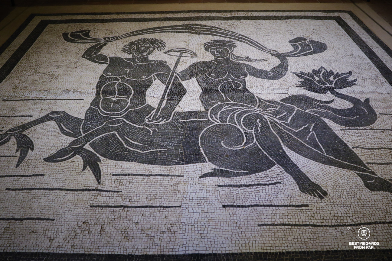 Roman mosaic in the Villa Guinigi, Lucca, Italy