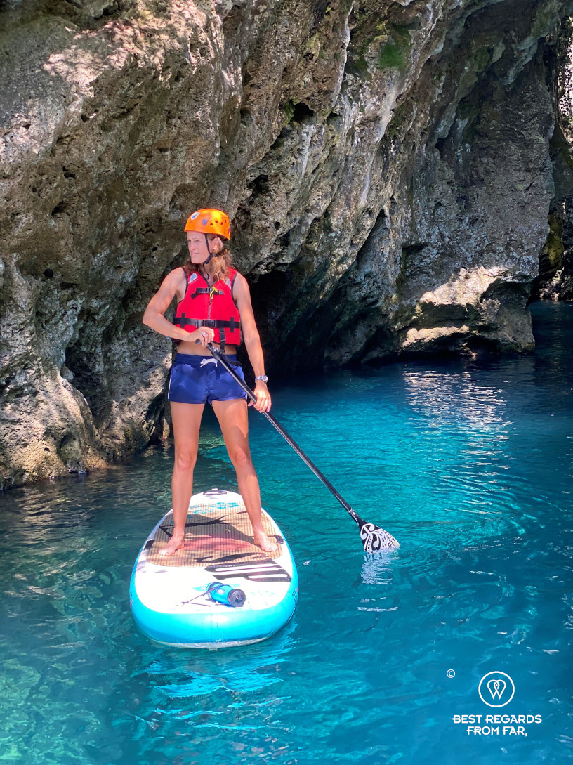 Stand Up Paddling the Lima Canyon by Bagni di Lucca, Italy.