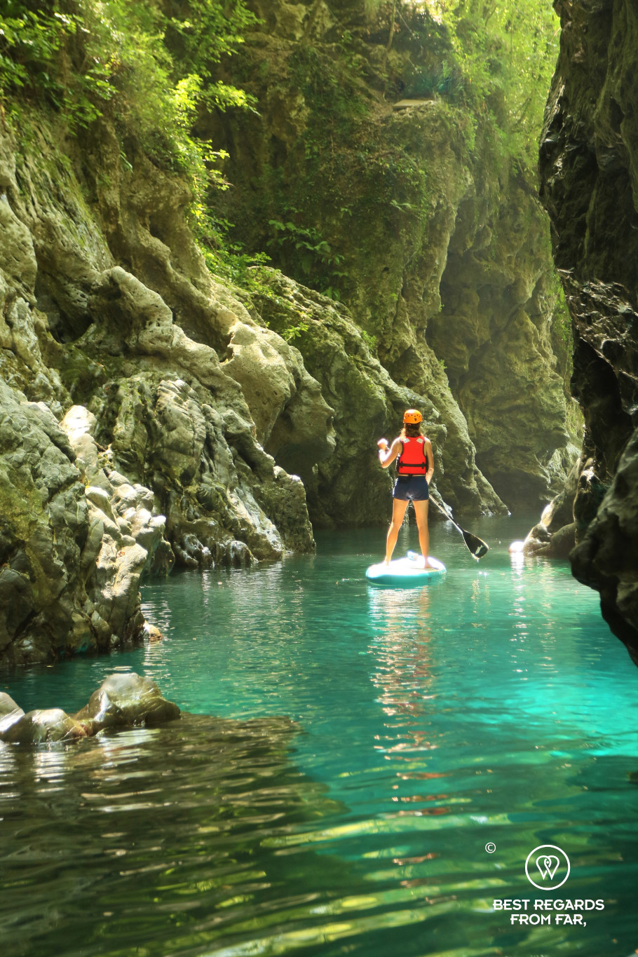 Stand Up Paddling the Lima Canyon by Bagni di Lucca, Italy.