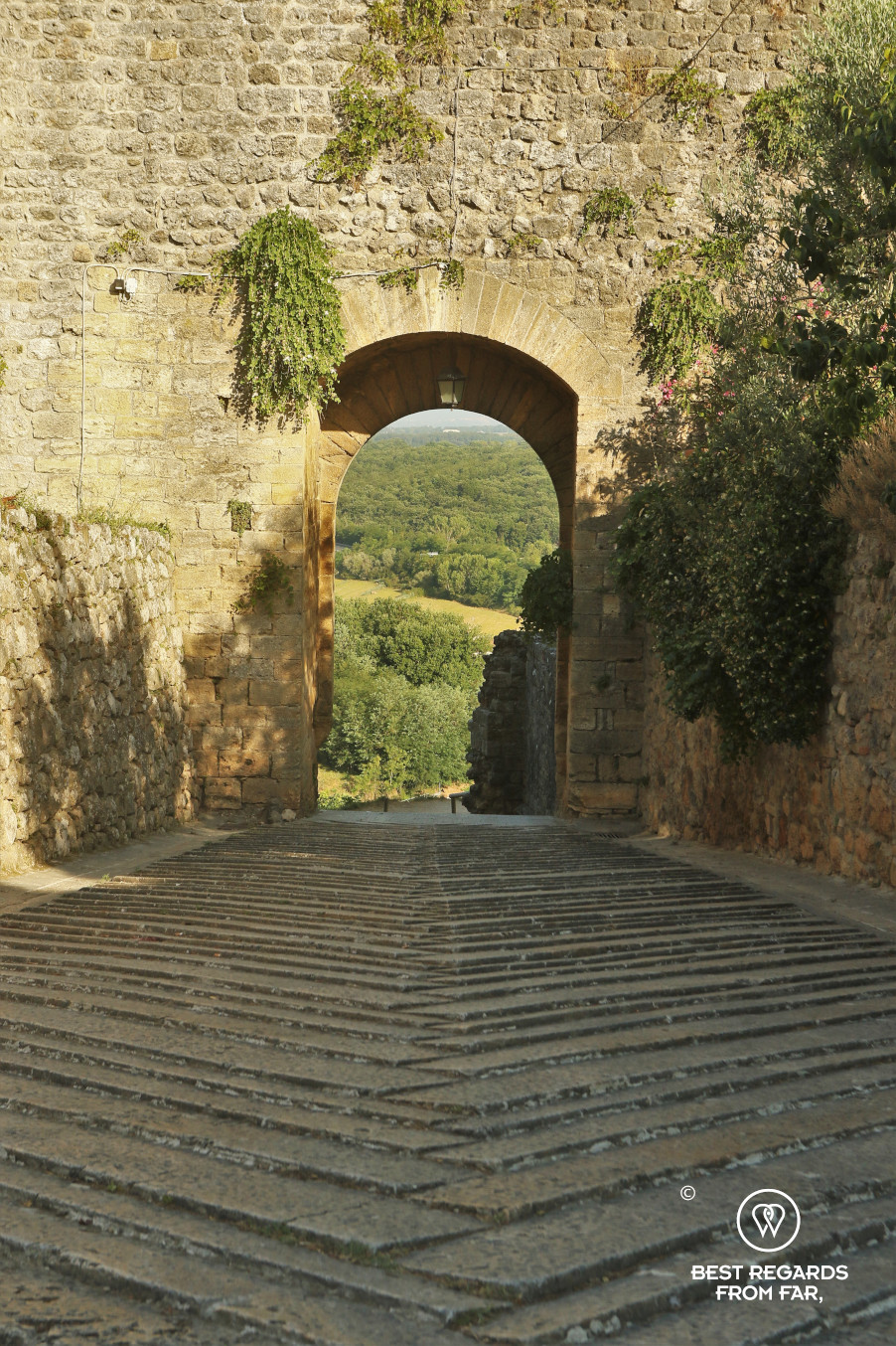 A medieval gate of Monteriggioni, Tuscany, Italy