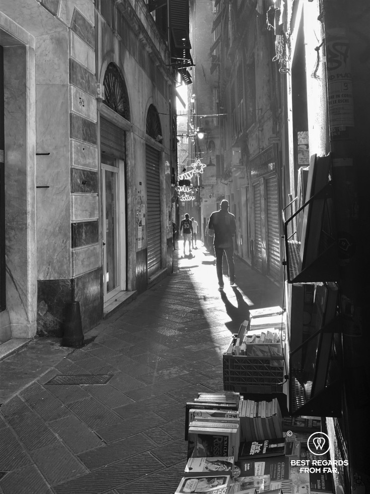 The narrow alleys of Genoa, Liguria, Italy