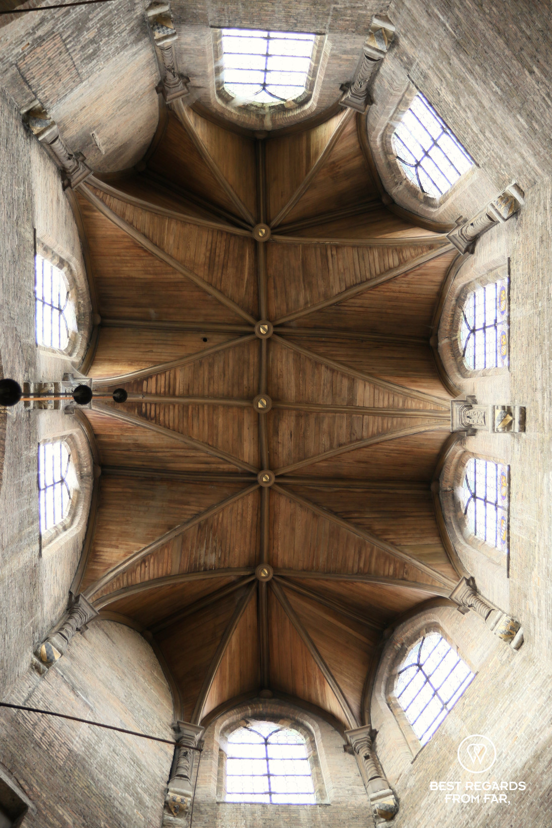 The wooden ceiling of the Jerusalem Chapel, Bruges, Belgium