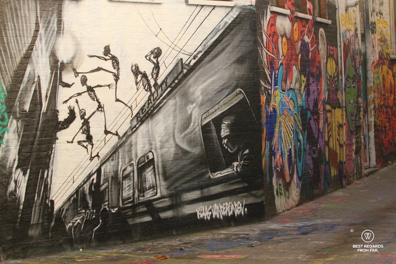 The ever-changing art along graffiti street in Ghent, Belgium