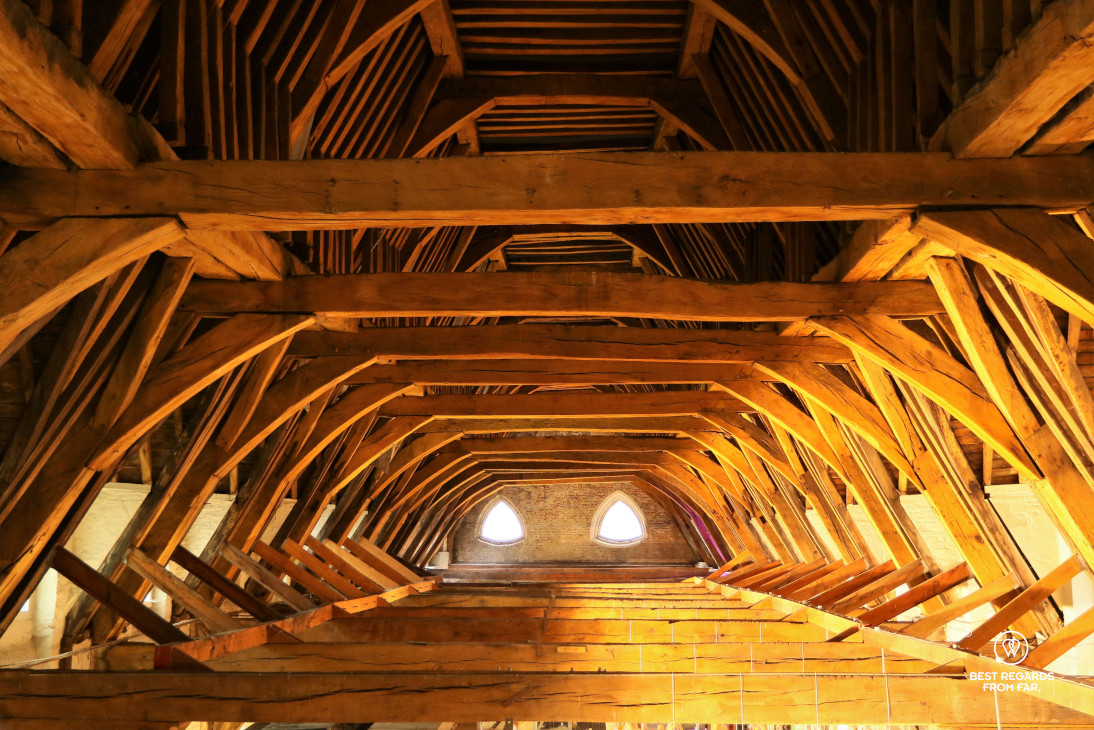 The wooden roof structure of the Great Butcher's Hall, Ghent, Belgium