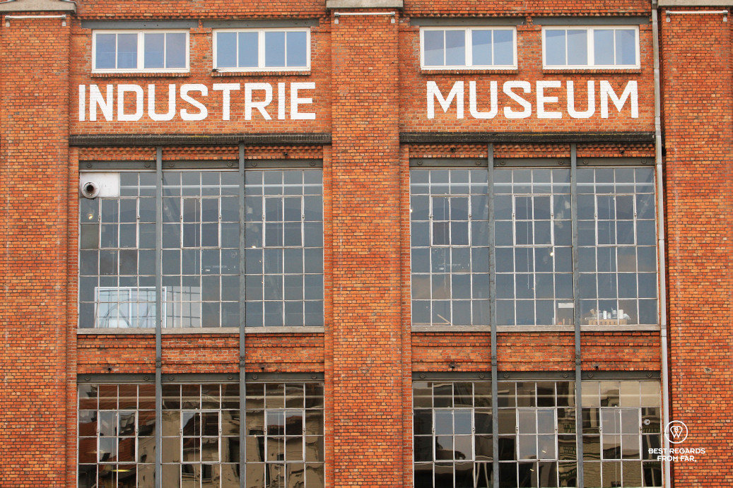 The brick facade of the Industry Museum of Ghent, Belgium