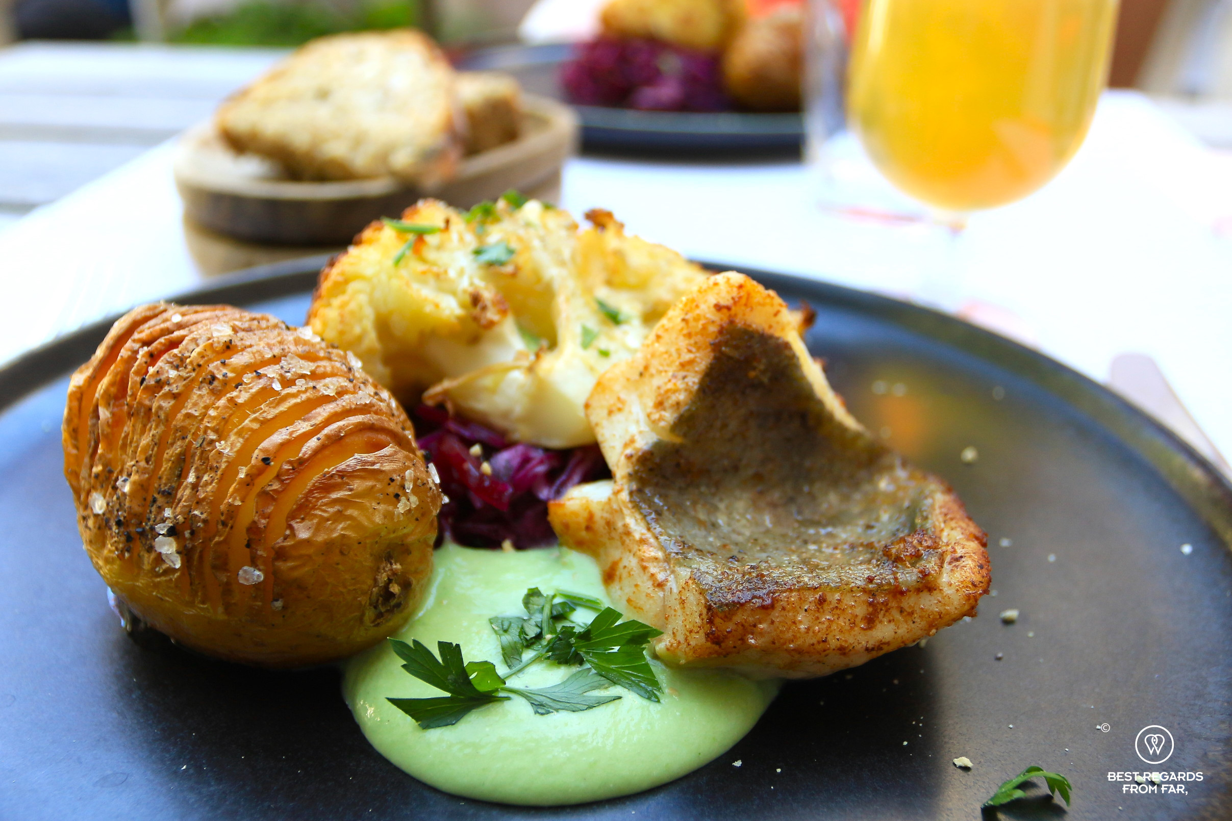 Lunch at Faim Fatale with wolffish, Ghent,