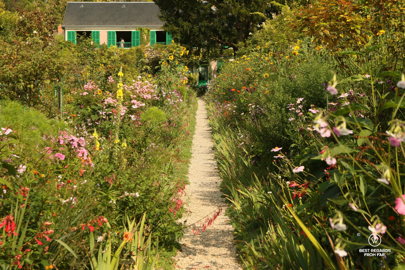 Claude Monet's garden in Giverny, France with his house in the background