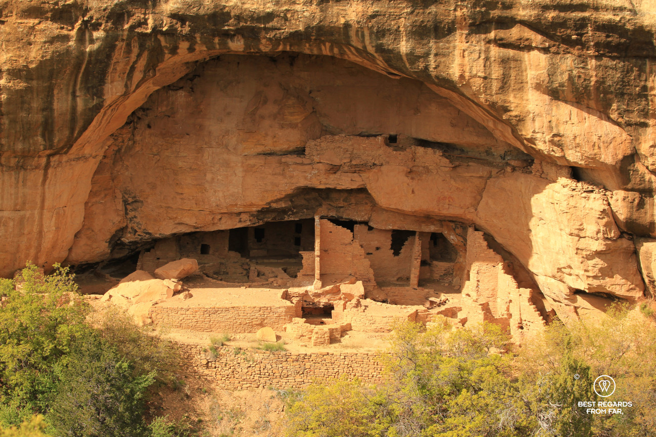 A settlement hugging the cliffs in Mesa Verde National Park, Utah, USA