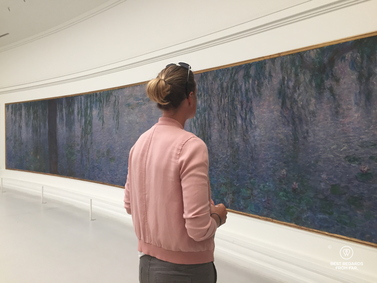 Woman admiring The water lilies by Claude Monet at Musée de l'Orangerie, Paris