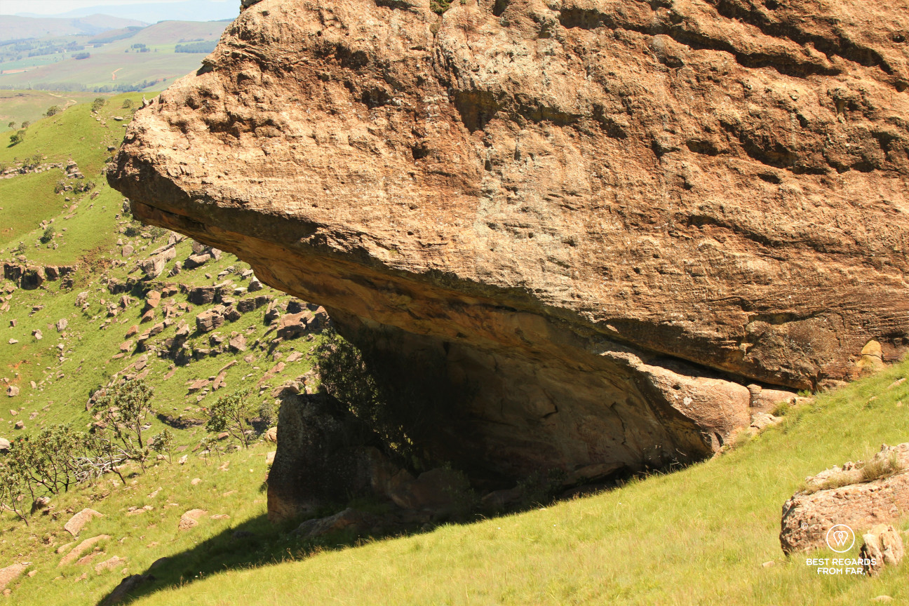 Overhang in the Drakensberg Mountains where Bushmen painted on rocks, South Africa.