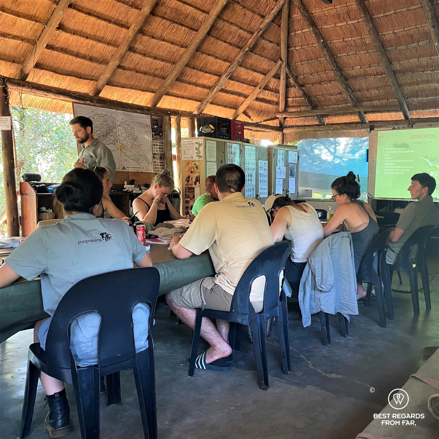 Students attending a lecture at the EcoTraining Selati camp