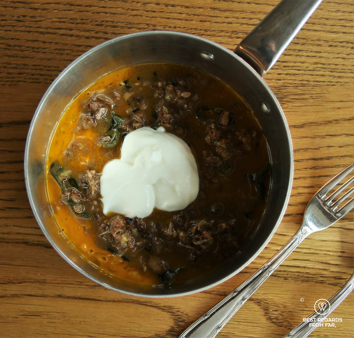 Carrot Risotto, Braised Walnuts, sheep's milk labneh and whey brown butter in a copper pan, Chefs Warehouse Tintswalo Atlantic