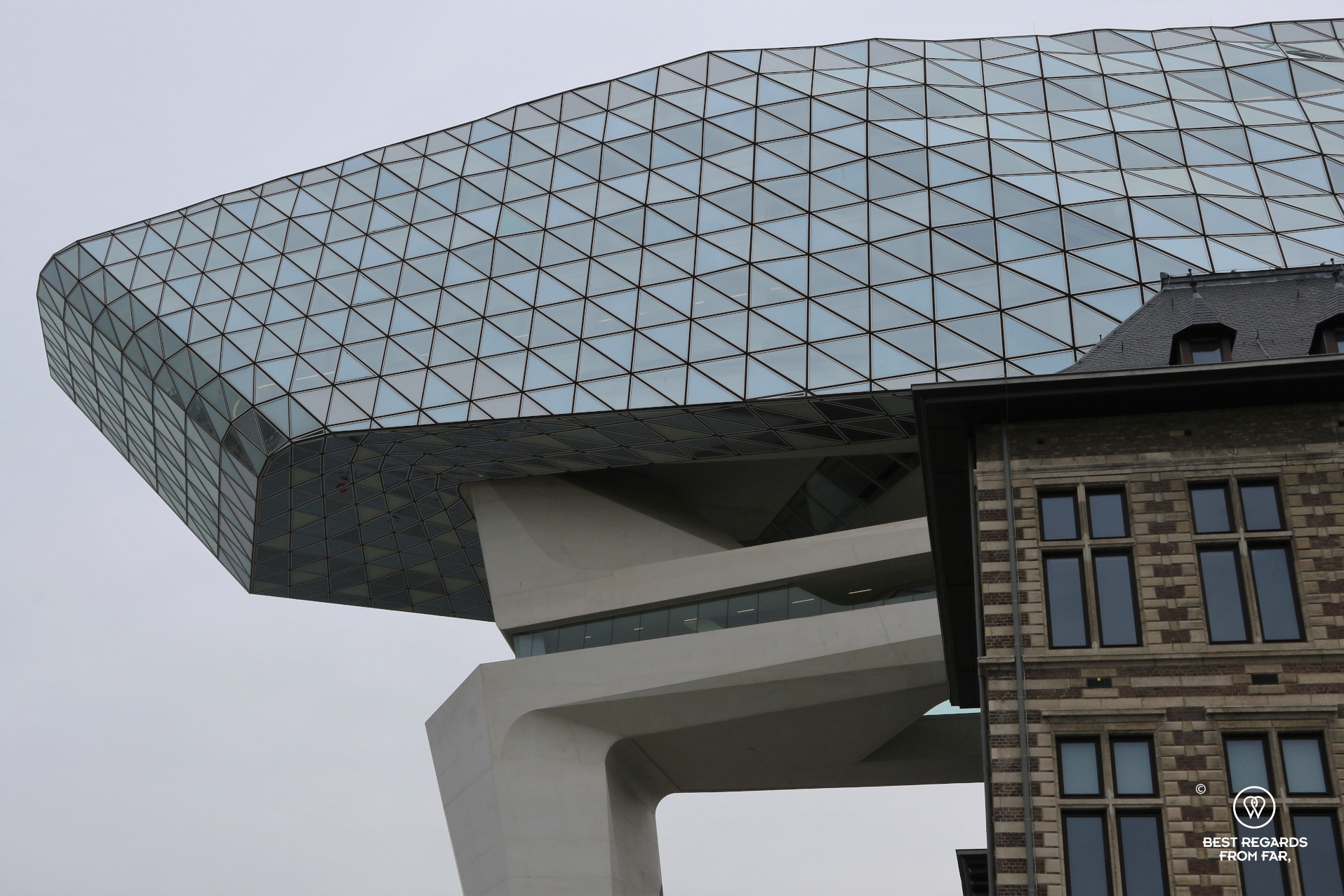 Close up of the iconic Port House of Antwerp, Belgium