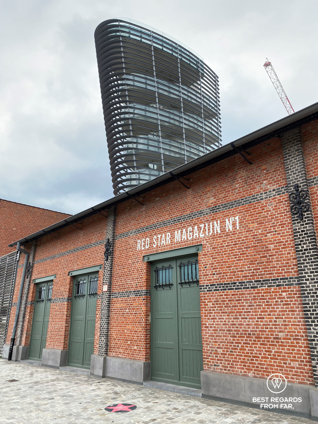 Red brick building of the Red Star Line Museum in the harbour of Antwerp, Belgium