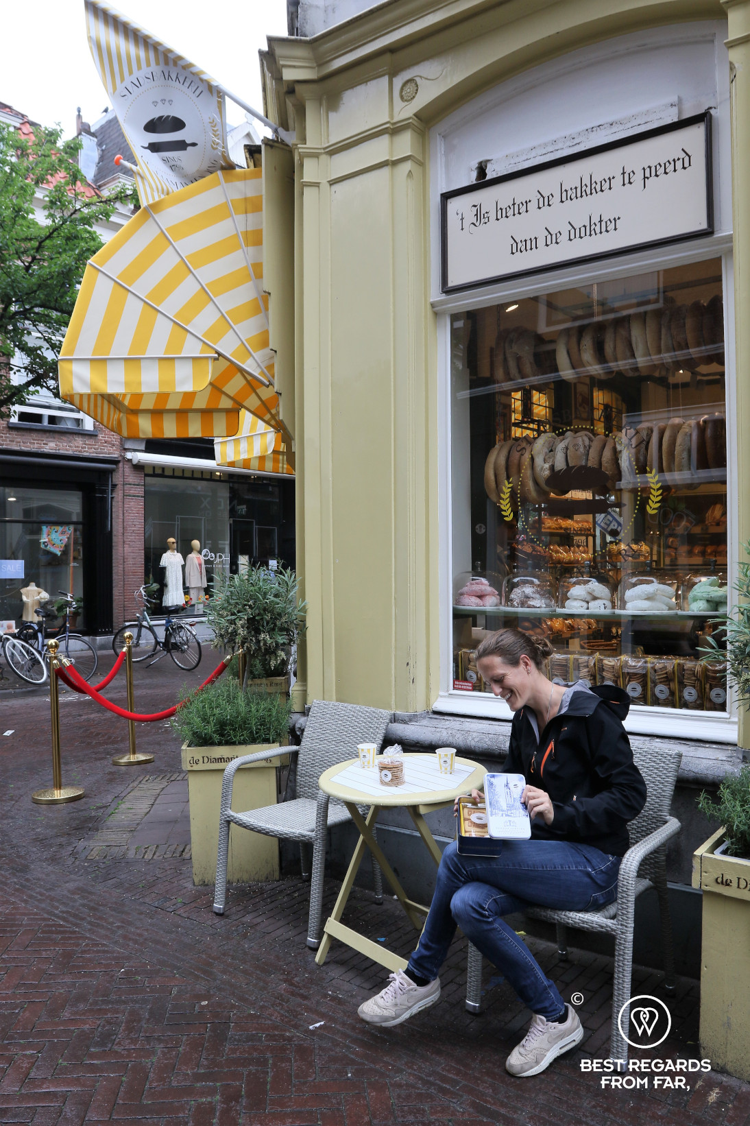 Tasting the specialties at Diamanten Ring bakery, Delft, The Netherlands