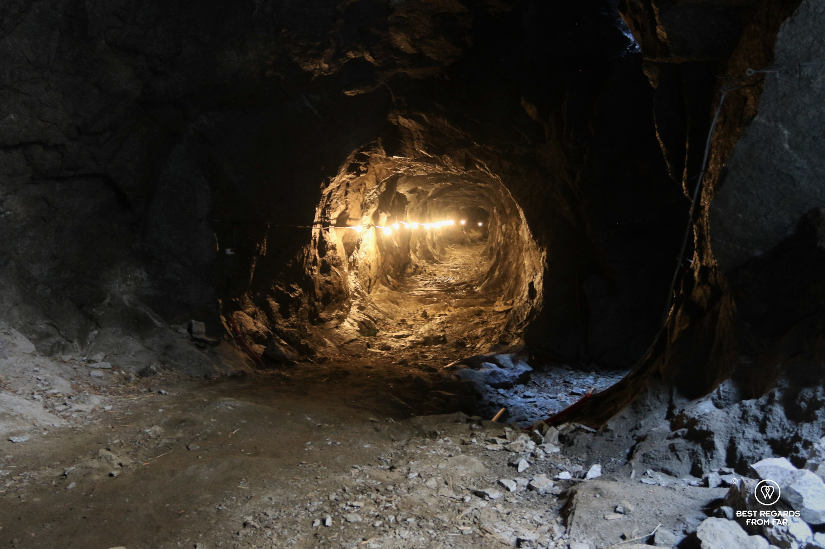 Lit tunnel at the Norwegian Museum of Hydropower, Odda, Norway