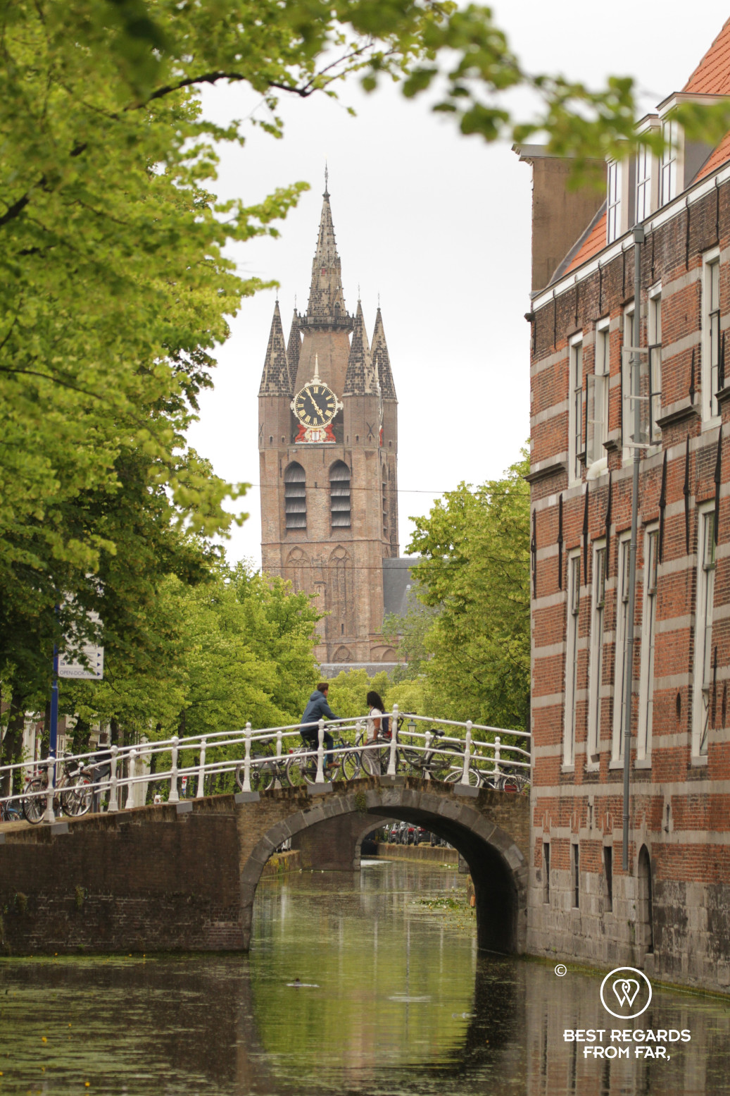 The leaning tower of the Old Church, Delft, The Netherlands