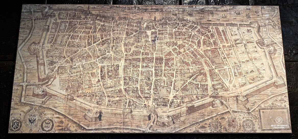 Virgilius Bononiensis map of Antwerp from the 16th century, Plantin Moretus Museum in Antwerp