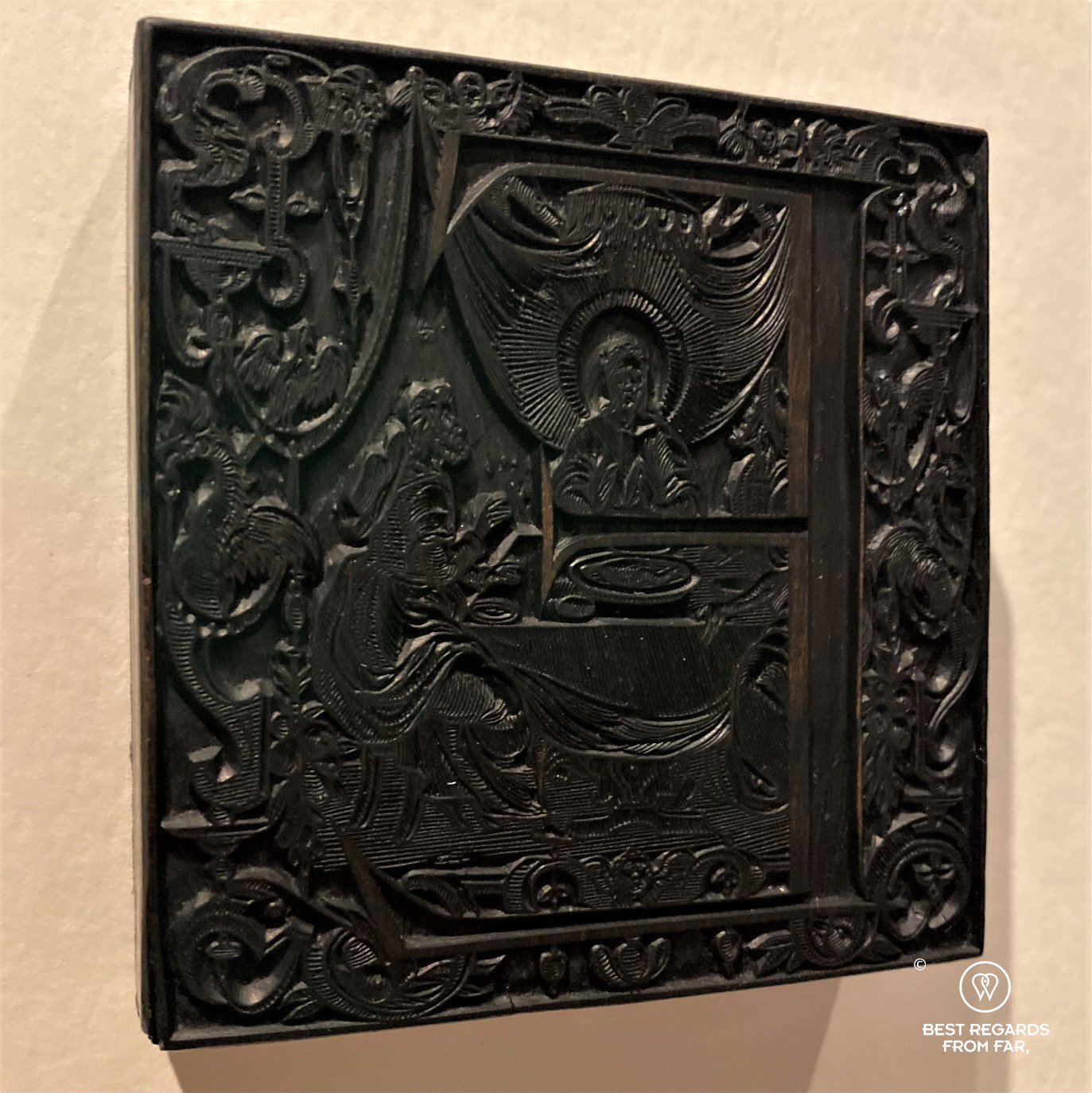 Woodblock used for printing, Plantin Moretus Museum in Antwerp