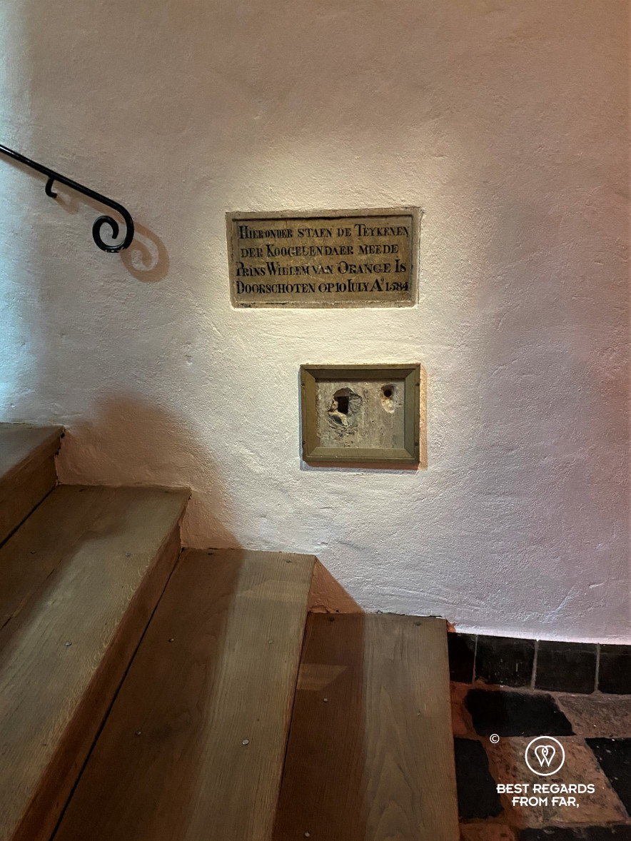 The bullet holes, the prinsenhof, Delft