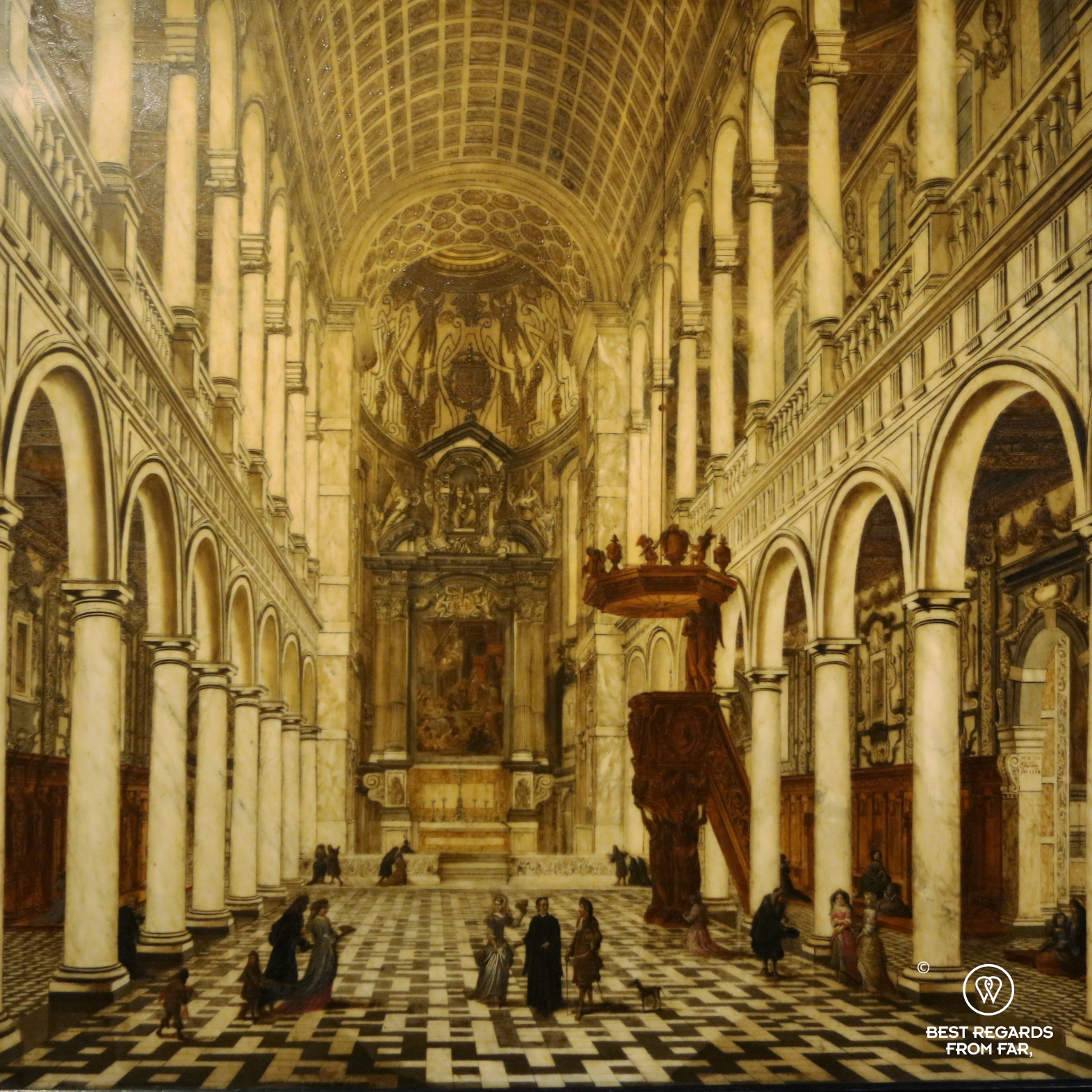 Interior of the jesuit Saint Charles Borromeo Church (1618), by Wilhem Schubert van Ehrenberg, Rubens' House, Antwerp