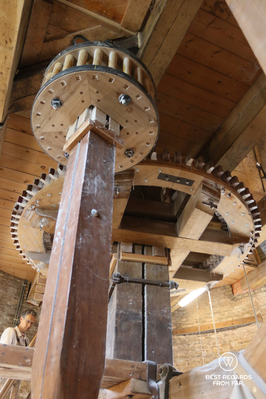 Wooden gears of the windmill de Roos, Delft, The Netherlands