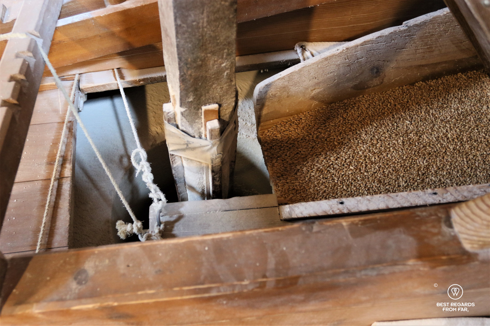Grinding wheat at the windmill de Roos, Delft, The Netherlands