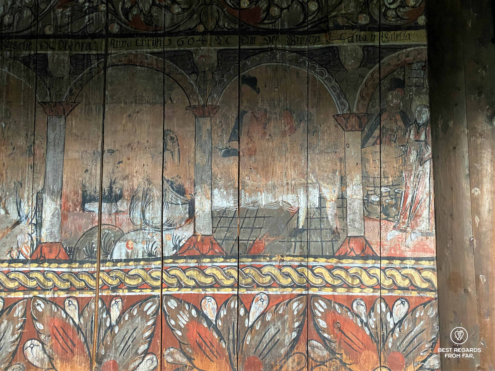 Paintings inside Eidsborg Stave Church