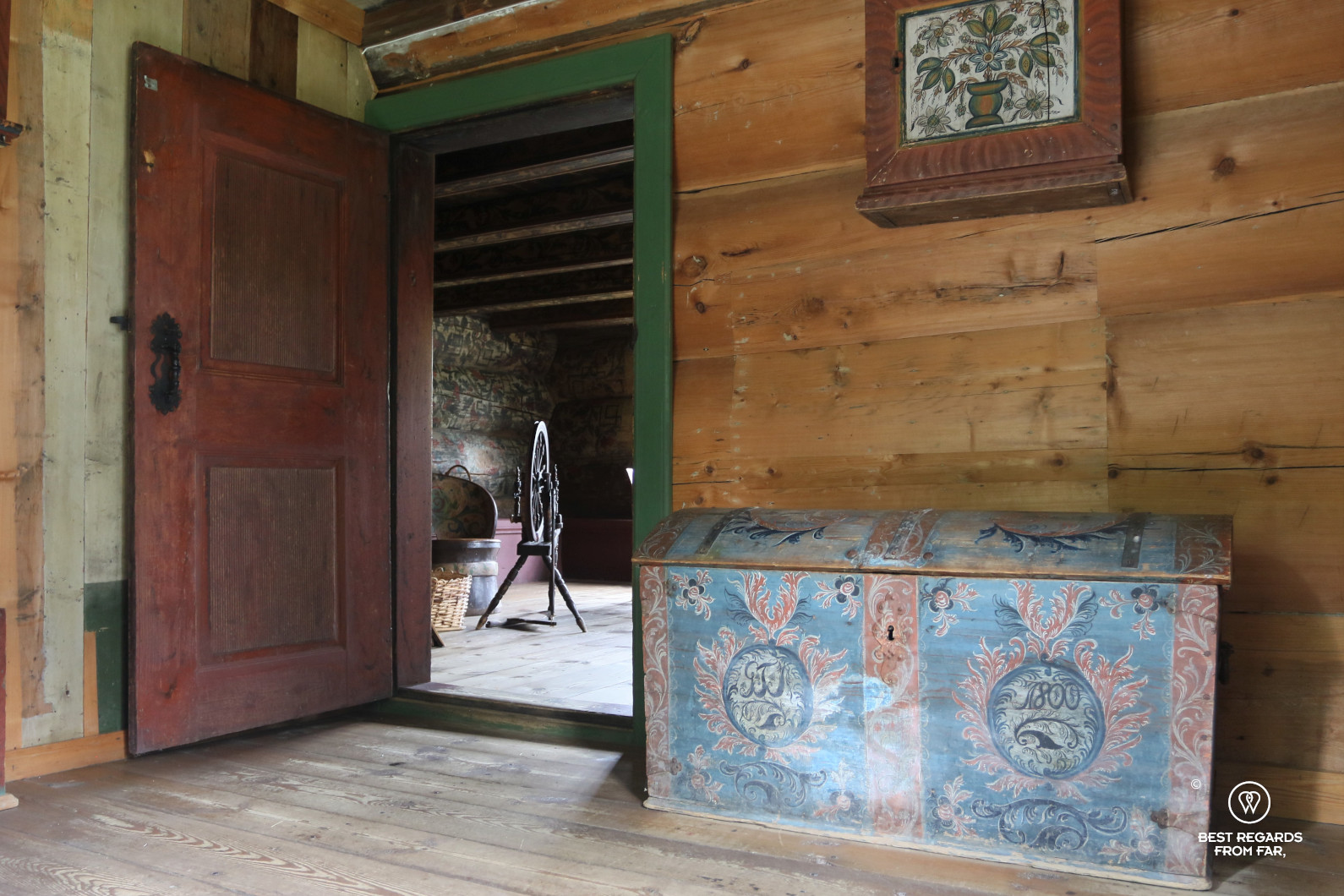 Interior of the farm at the Kviteseid open-air museum, Norway