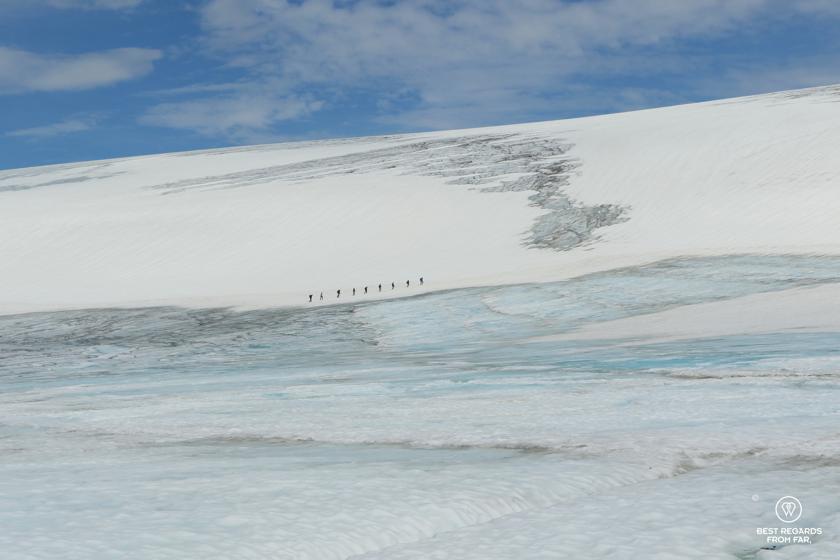 Roped group during the Blue Ice Hike on the Fonna Glacier
