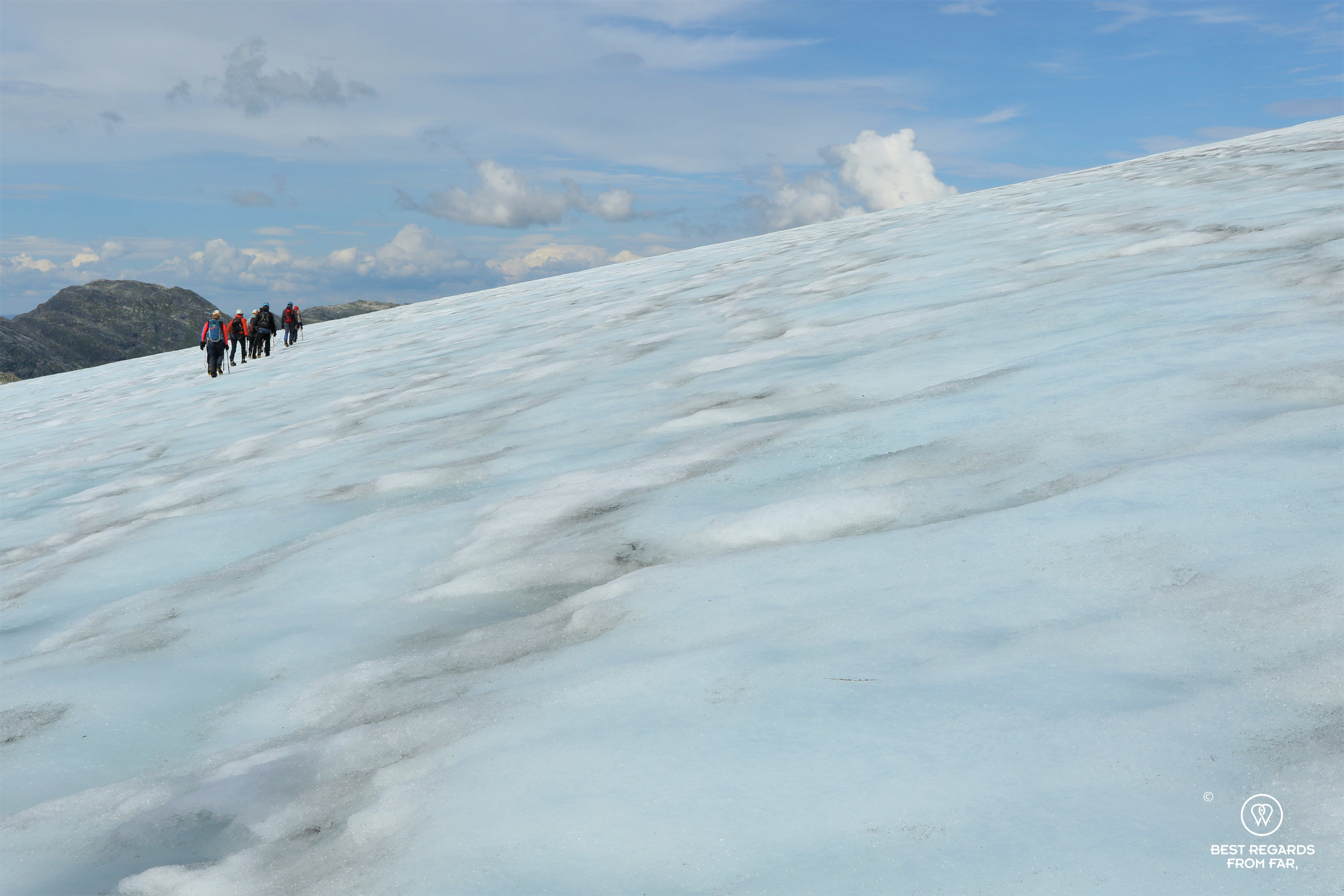 Roped group during the Blue Ice Hike on the Fonna Glacier