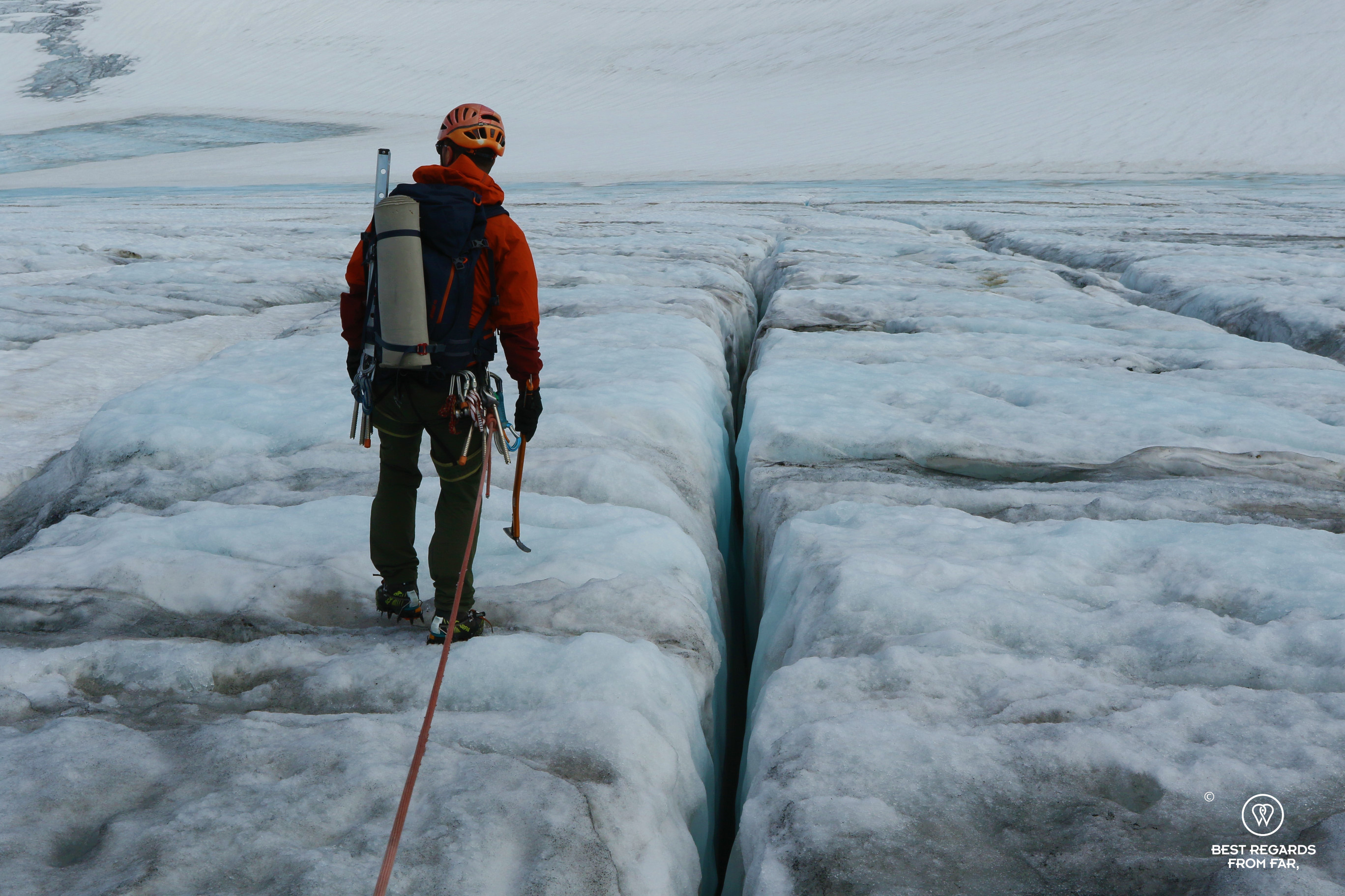 Guide Thorbjørn Helgesen leading the Blue Ice Hike on the Fonna Glacier