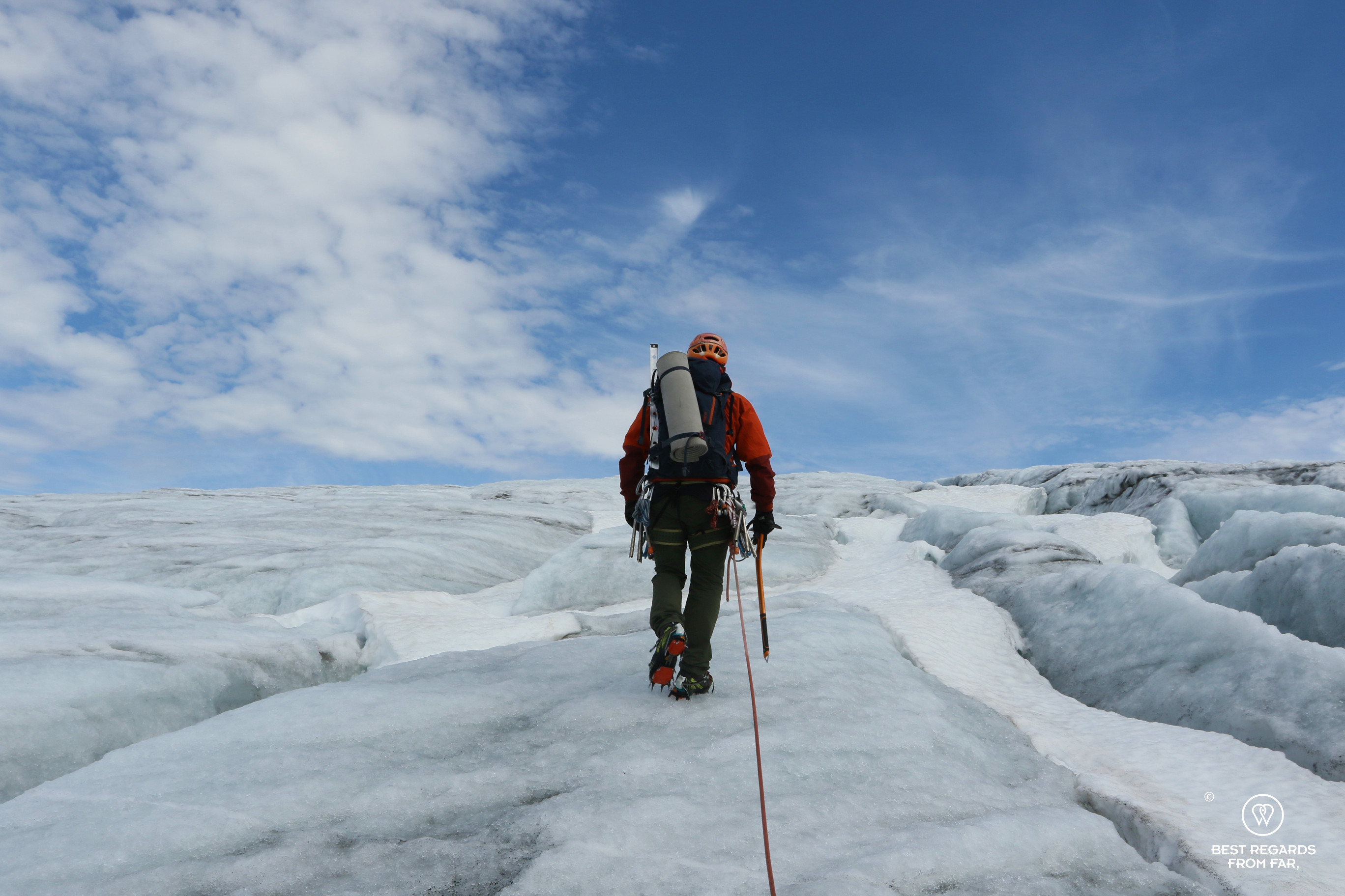Guide Thorbjørn Helgesen leading the Blue Ice Hike on the Fonna Glacier