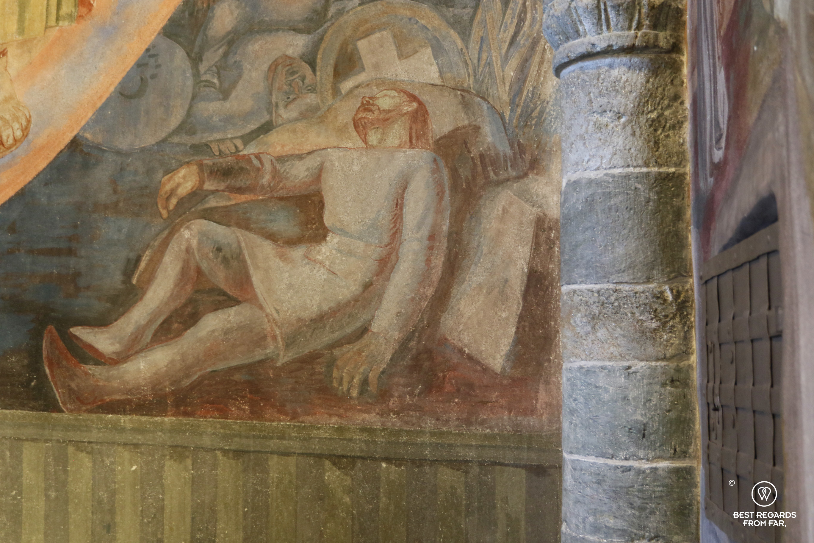 The interior of the Stiklestad Church representing Saint Olaf