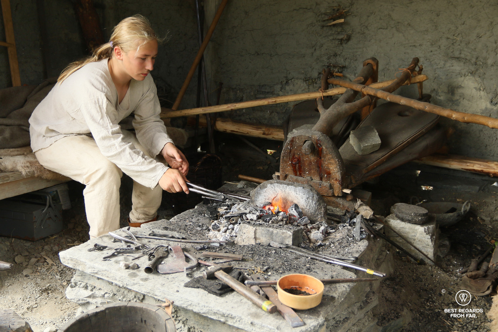 Blacksmith at the Viking summer in Stiklestad, Norway