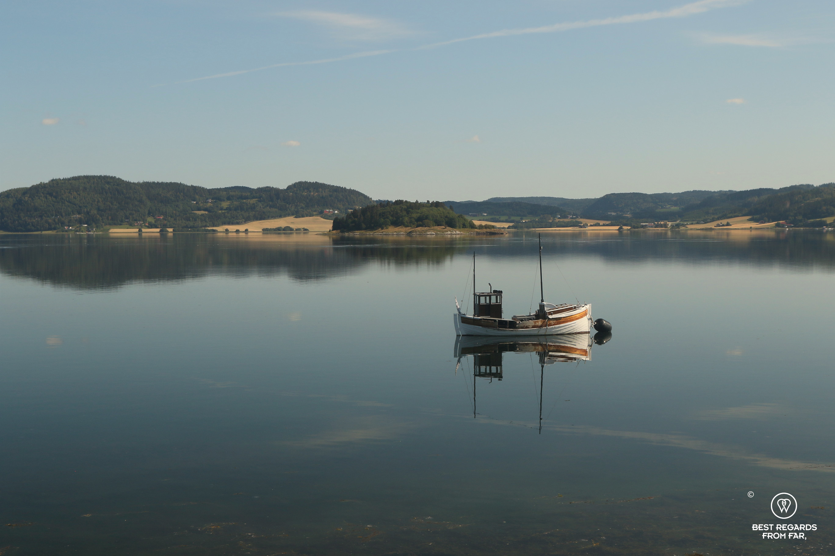 Fishing boat on the Borgenfjorden in Inderoy, Norway